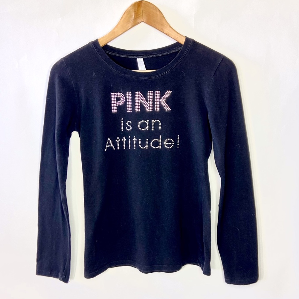 Y2K Black Rhinestone Long Sleeve Top